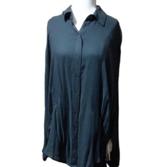 Free People True Affection Blouse Gray Long Sleeves Over Size High Low Sz Small - Picture 2 of 8